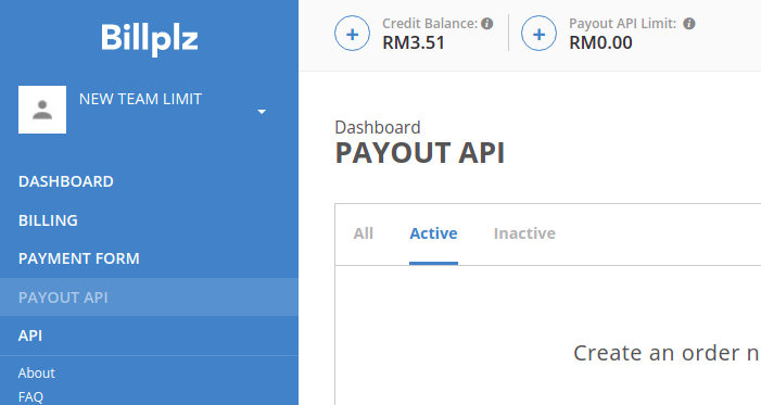 Payout API Limit Interface Screenshot.
